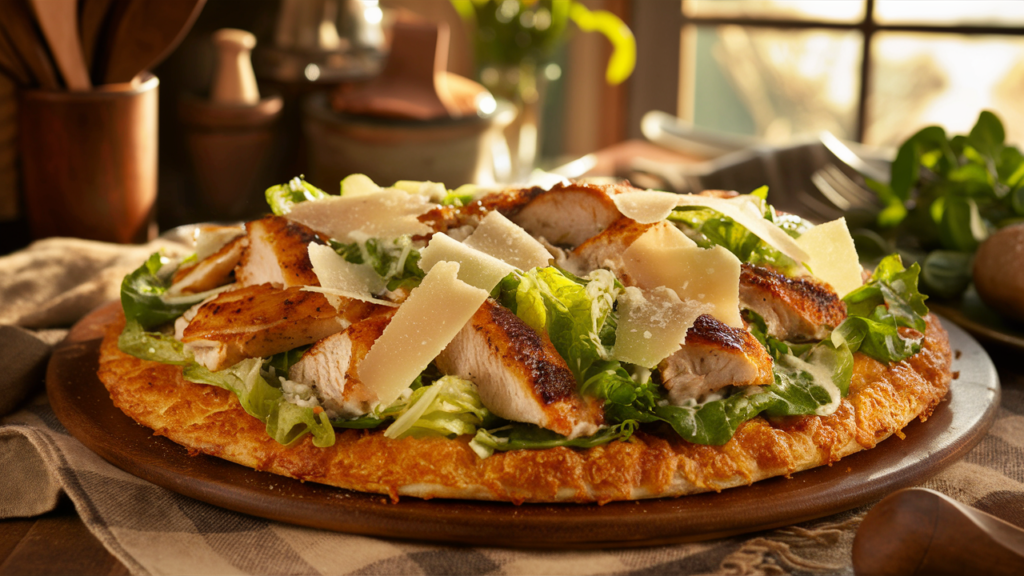 Chicken Crust Caesar Salad Pizza