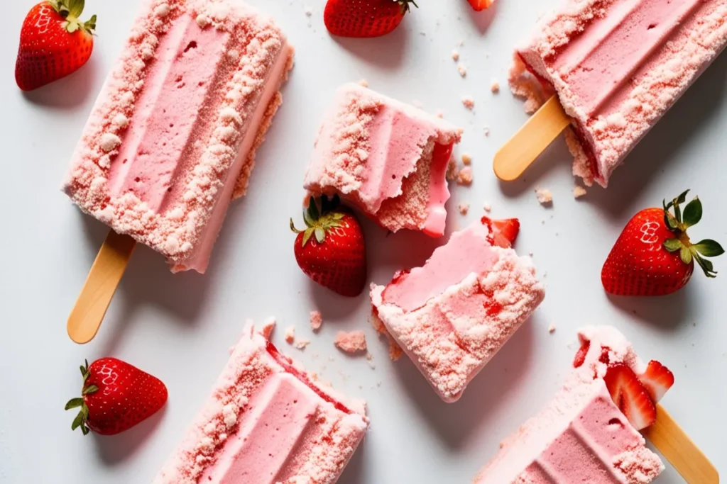 What is on the outside of a strawberry shortcake ice cream bar