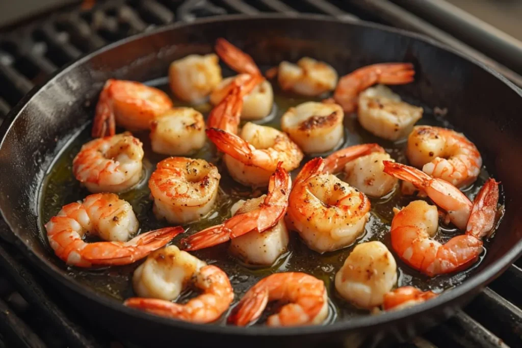 Should you cook scallops or shrimp first