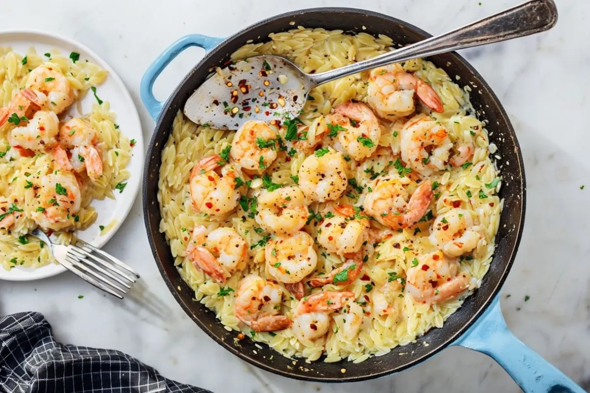 shrimp scampi with orzo