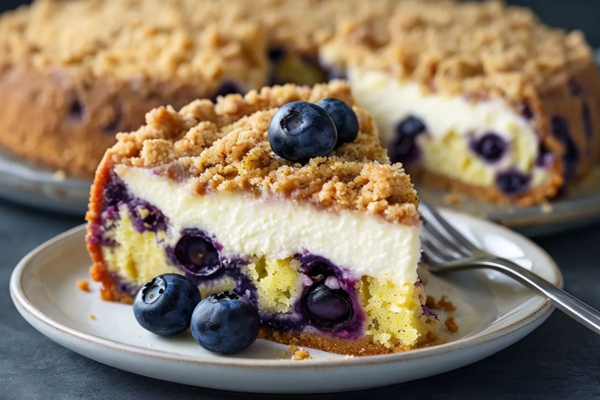 blueberry cream cheese swirl crumbl cake